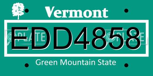 EDD4858 Vermont License Plate