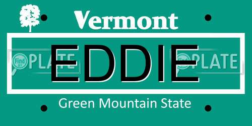 EDDIE Vermont License Plate