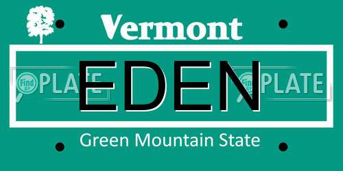 EDEN Vermont License Plate