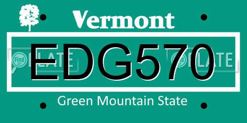 EDG570 Vermont License Plate