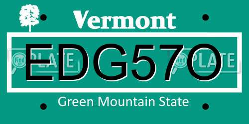 EDG57O Vermont License Plate