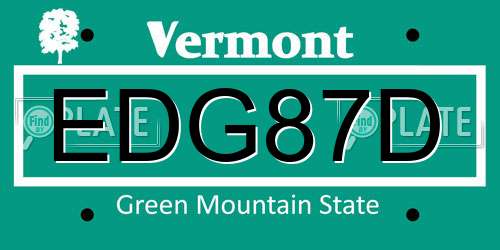 EDG87D Vermont License Plate