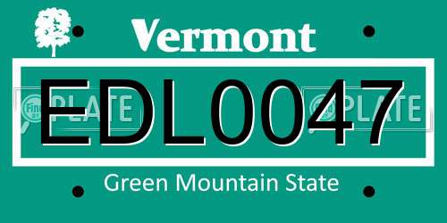 EDL0047 Vermont License Plate