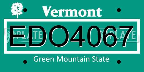 EDO4067 Vermont License Plate