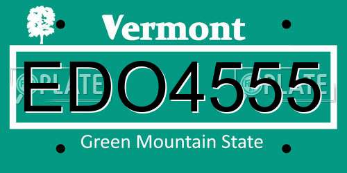 EDO4555 Vermont License Plate