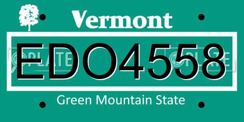 EDO4558 Vermont License Plate