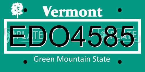 EDO4585 Vermont License Plate