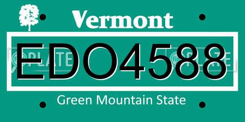 EDO4588 Vermont License Plate