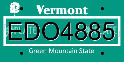 EDO4885 Vermont License Plate