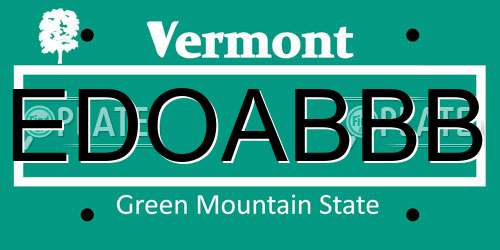 EDOABBB Vermont License Plate
