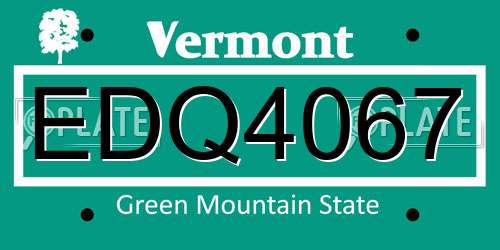 EDQ4067 Vermont License Plate