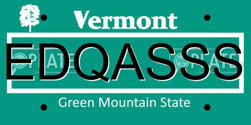 EDQASSS Vermont License Plate