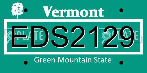 EDS2129 Vermont License Plate