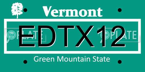 EDTX12 Vermont License Plate