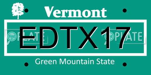 EDTX17 Vermont License Plate