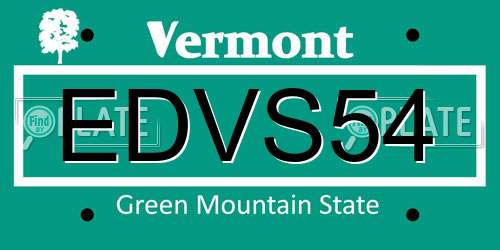 EDVS54 Vermont License Plate
