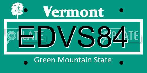 EDVS84 Vermont License Plate