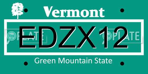 EDZX12 Vermont License Plate