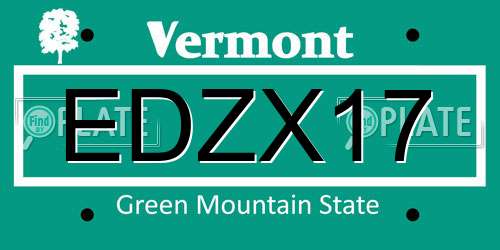 EDZX17 Vermont License Plate