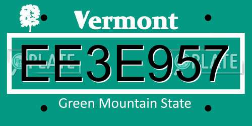 EE3E957 Vermont License Plate
