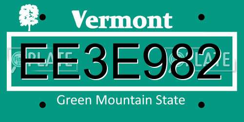 EE3E982 Vermont License Plate