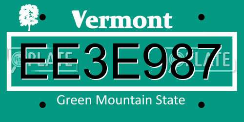 EE3E987 Vermont License Plate
