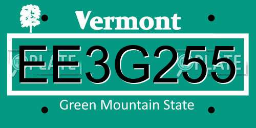 EE3G255 Vermont License Plate