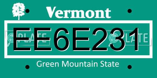 EE6E231 Vermont License Plate