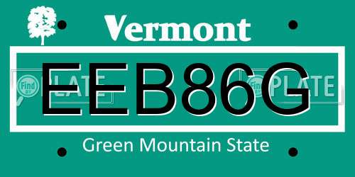 EEB86G Vermont License Plate