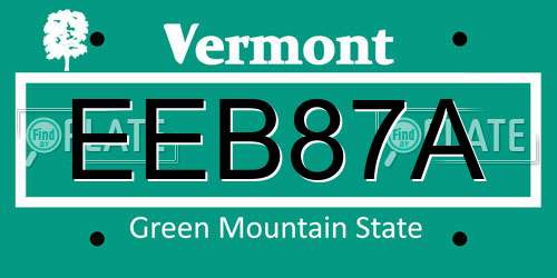 EEB87A Vermont License Plate