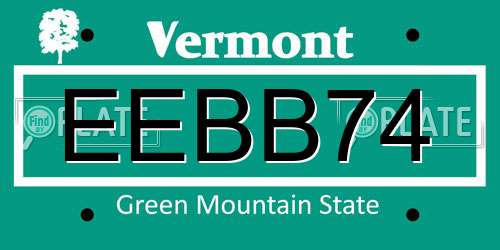EEBB74 Vermont License Plate