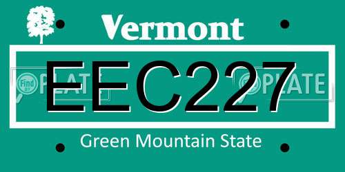 EEC227 Vermont License Plate
