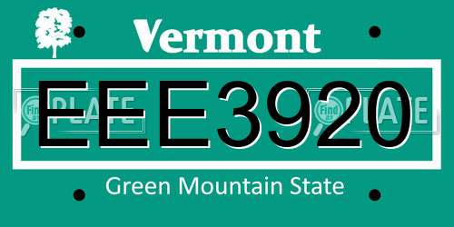 EEE3920 Vermont License Plate