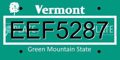 EEF5287 Vermont License Plate