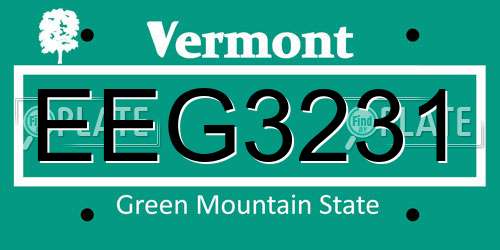EEG3231 Vermont License Plate