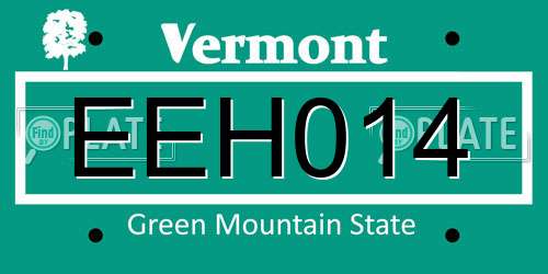 EEH014 Vermont License Plate