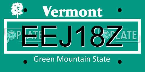 EEJ18Z Vermont License Plate