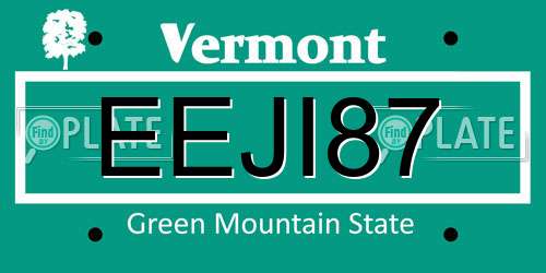 EEJI87 Vermont License Plate