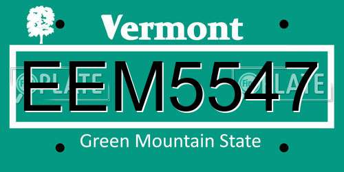 EEM5547 Vermont License Plate