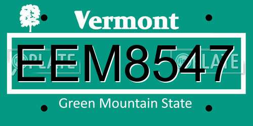EEM8547 Vermont License Plate