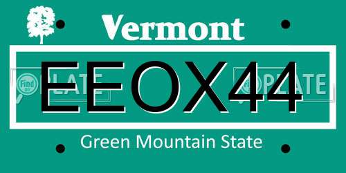 EEOX44 Vermont License Plate