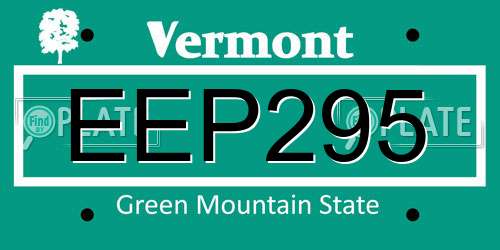 EEP295 Vermont License Plate