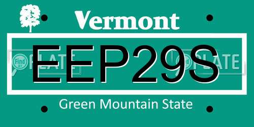 EEP29S Vermont License Plate