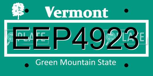 EEP4923 Vermont License Plate