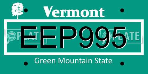 EEP995 Vermont License Plate