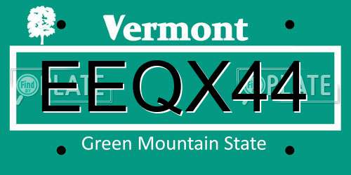 EEQX44 Vermont License Plate