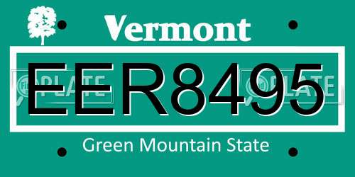 EER8495 Vermont License Plate