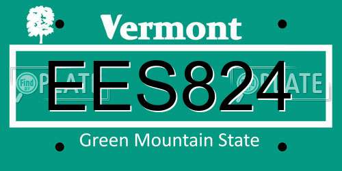 EES824 Vermont License Plate