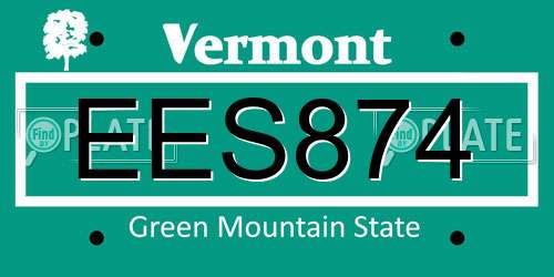EES874 Vermont License Plate