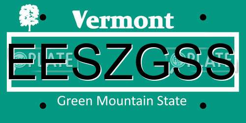 EESZGSS Vermont License Plate
